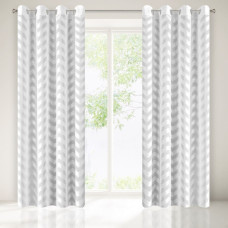 Aizkars 140x250 Pedro balts zigzags gatavs ar cilpām