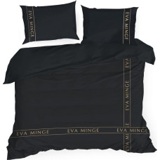 Satīna gultasveļa 220x200 Zīds 1 melns zelts vienkrāsains Eva Minge uzraksti