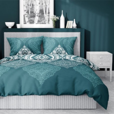 Satīna gultas veļa 220x200 3663 B jūras zaļš balts Glamour ornaments Home Satin 3