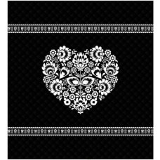 Dekoratīvais gultas pārklājs 220x240 K 30 Sirds melna balta łowickie Holland 2