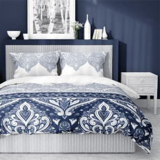 Satīna gultas veļa 160x200 3827 A Glamour balti tumši zili austrumu ornamenti Sākums Satīns 4