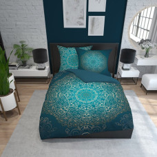 Kokvilnas gultas veļa 160x200 tirkīza rozete 3738 A Holland Home 71