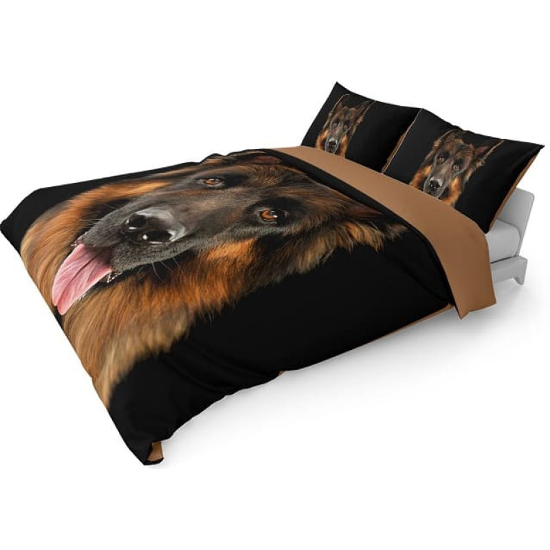 Kokvilnas gultas veļa 160x200 Vācu aitu suns melns bēšs 3934 A Holland Natura 100