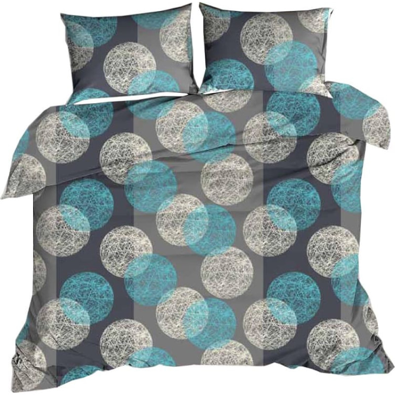 Mizas pakaiši 140x200 apļi pelēks tirkīzs 1502N