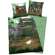 Kokvilnas gultas veļa 140x200 Jurassic World Park Jurassic dinozauri T-Rex spilvendrāna 70x90 H23