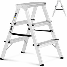 MSW Kāpnes salokāmas alumīnija kāpnes, 3 pakāpieni, augstums 65cm, līdz 150kg