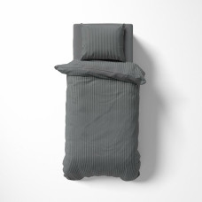 Damaskas gultasveļa 140x200 tumši pelēkas vienkrāsainas svītras 1 cm Pure