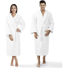 Prestižs frotē peldmētelis S/M, balta viesnīcas kokvilna, 450g/m2