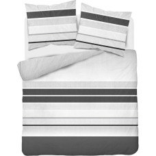 Kokvilnas gultas veļa 160x200 Svītras grafīta pelēka balta 4653 B Kokvilna 37