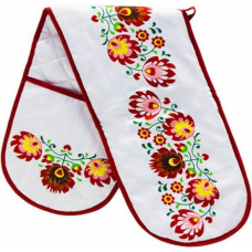 Dubultais cepeškrāsns cimds 18x76 Folk Łowicka balts sarkans