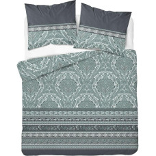 Satīna gultasveļa 160x200 piparmētru pelēki ornamenti 4606 A Home Satin 131