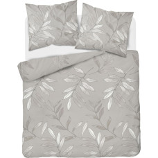 Kokvilnas gultas veļa 180x200 bēša ar lapu rakstu 4574 A Cotton 16