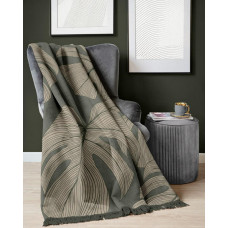 Akrila kokvilnas sega 150x200 zaļas monstera lapas ar bārkstīm 119jb