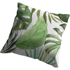 Dekoratīvā spilvendrāna 45x45 balti zaļas monstera lapas 4154 A Panama 98