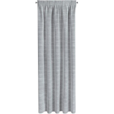 Gatavs aizkars Aria 140x300, pelēks, dekorēts ar svītrām, eko stils, uz F10 lentes