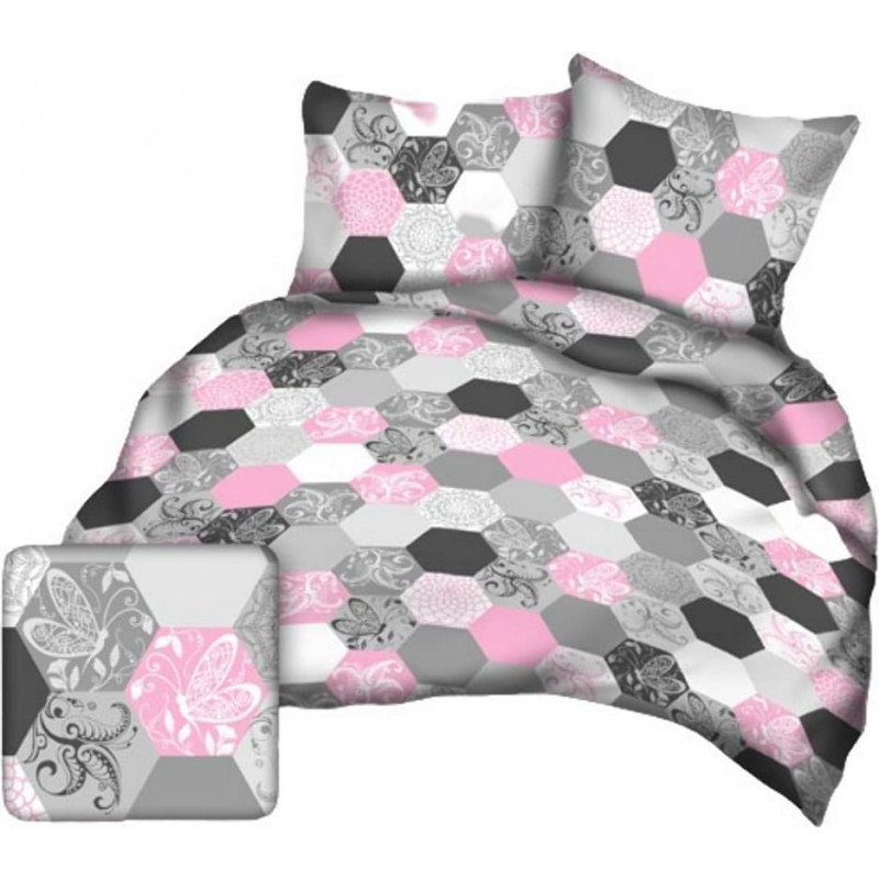 Mizas pakaiši 180x200 pelēki rozā sešstūri A978_6 Kora 23