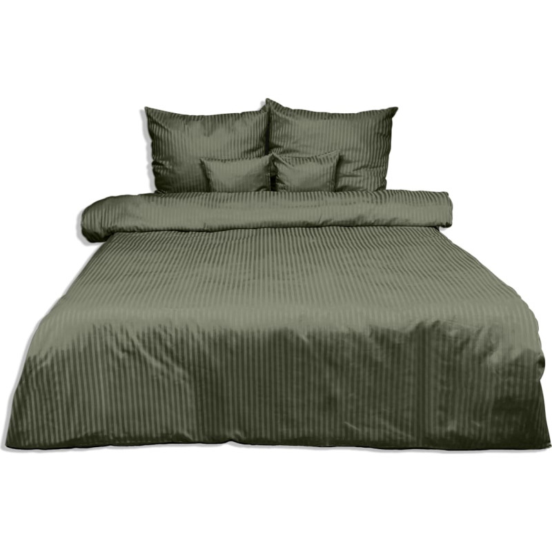 Damaskas gultasveļa 160x200 olīvzaļa 35 vienkrāsainas 1cm svītras