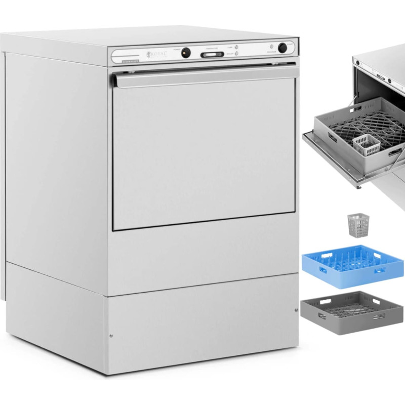 Royal Catering Zemgalda trauku mazgājamā ma&scaron;īna, ēdinā&scaron;anas grozs, 50 x 50 cm, līdz 30 cikliem/h, 6600 W