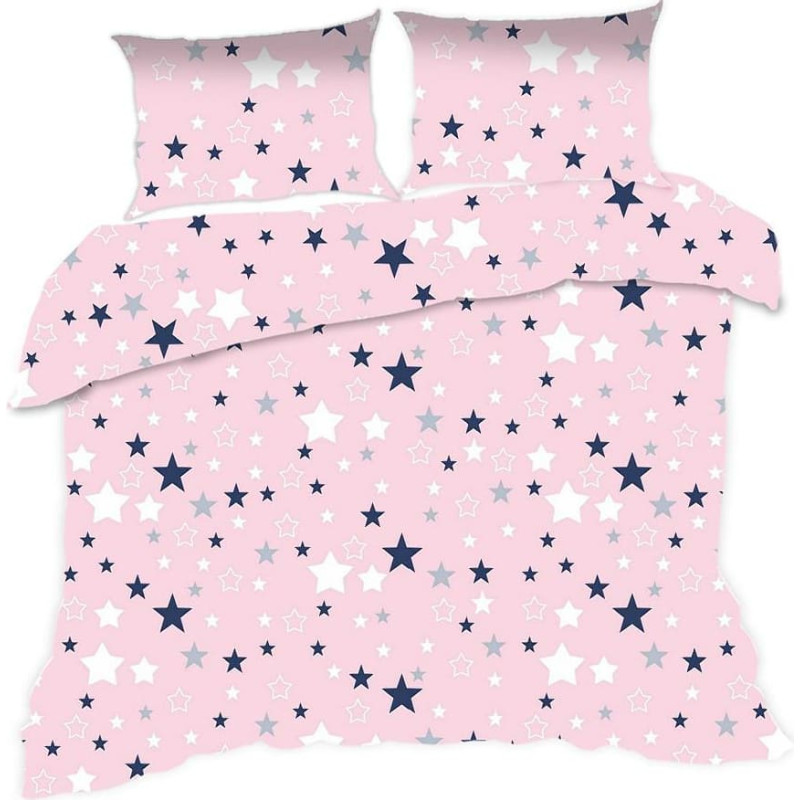 Kokvilnas gultas veļa 160 x 200 362 K zvaigznes rozā bērniem 24 gadi