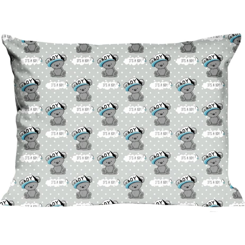 Kokvilnas spilvendrāna 40x40 554K rotaļu lācīši pelēki zili Kids 24