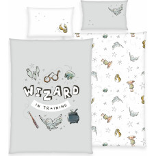 Kokvilnas gultasveļa 100x135 Harry Potter pelēka bērnu gulta H24