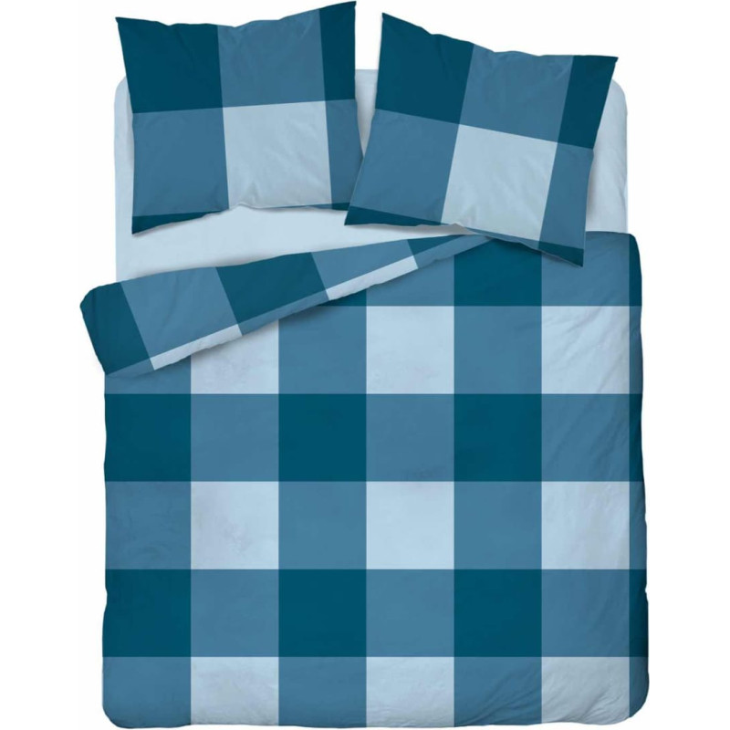 Kokvilnas gultas veļa 180x200 tirkīza rūtaini 4846 A Kokvilna 74