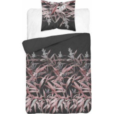 Satīna gultasveļa 140x200 grafīta pulvera lapas ar vienu spilvendrānu 4922 B Home Satin 81
