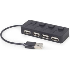 USB Centrmezgls Gembird USB 2.0 4-port Hub with Switches Black