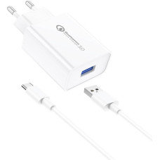 Foneng EU13 Wall Charger + USB to USB-C Cable, 3A (White)