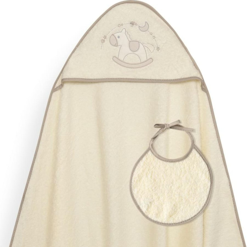 Interbaby Vannas dvielis 100x100 Caballito bē&scaron;s dvielis ar kapuci + priek&scaron;autiņ&scaron;