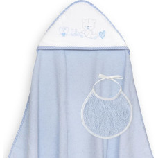 Interbaby Vannas dvielis 100x100 Corazones zils dvielis ar kapuci + priekšautiņš