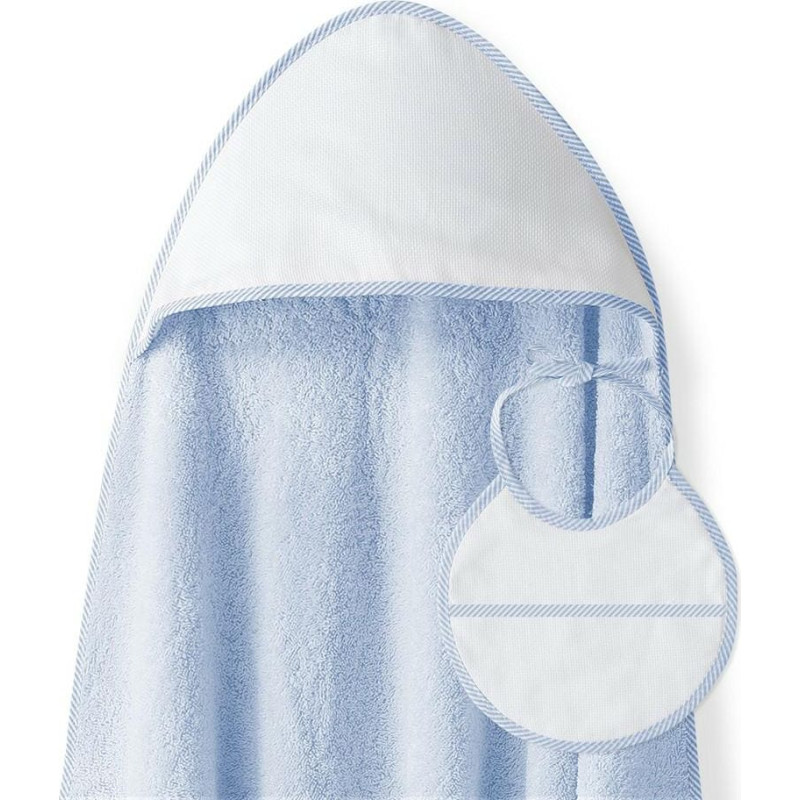 Interbaby Vannas dvielis 100x100 Punto 2 balts zils dvielis ar kapuci + priek&scaron;autiņ&scaron;