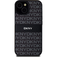 Dkny PU Leather Repeat Pattern Tonal Stripe Case for iPhone 15 Black