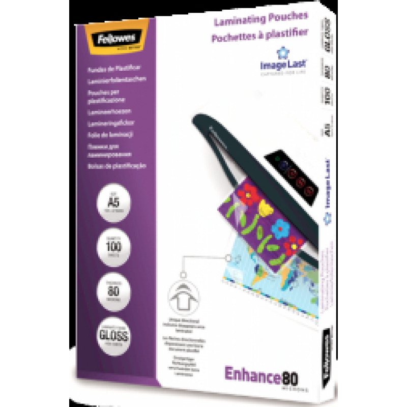 Laminēšanas plēves Fellowes ImageLast A5 80 Micron Laminating Pouch - 100 pack