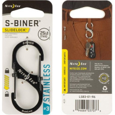 Nite Ize - S-Biner® SlideLock® nerūsējošais tērauds #3 - melns - LSB3-01-R6