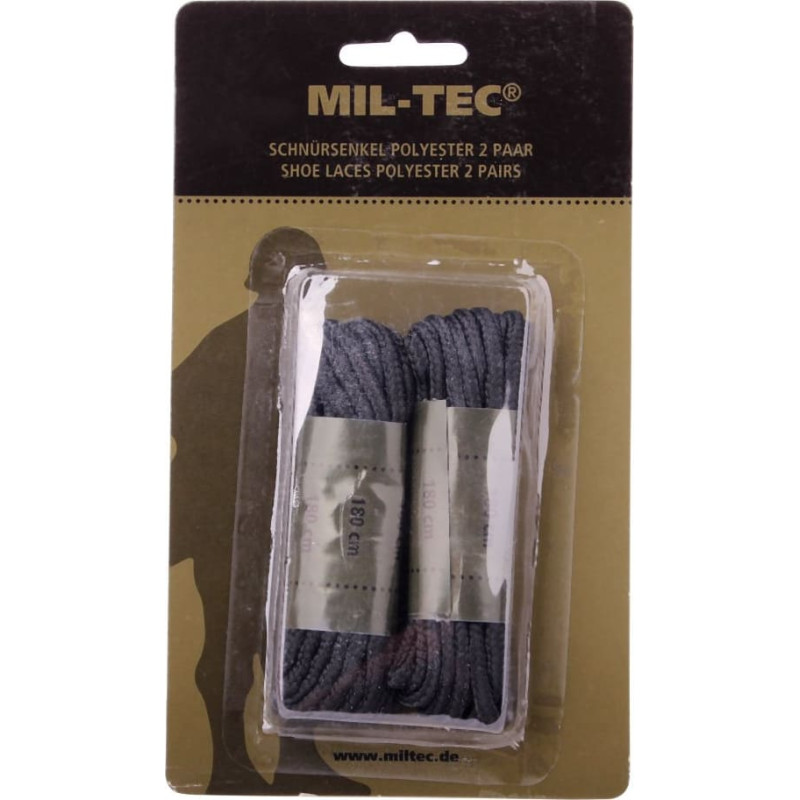 Mil-Tec - Poliestera kurpju šņores - 180 cm - Melnas - 12912302