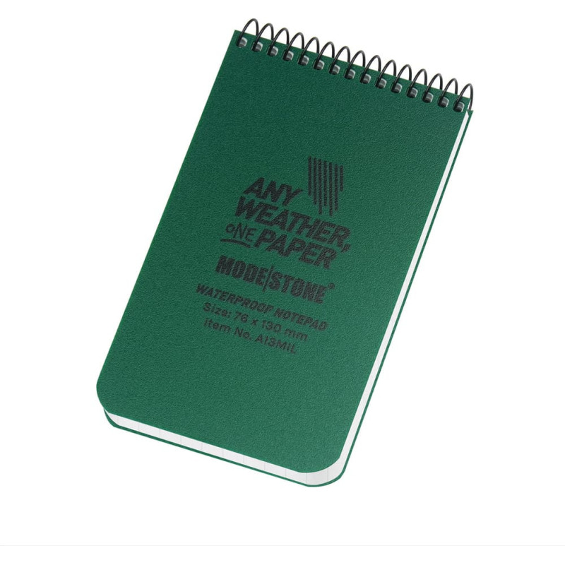 Modestone - Ūdensizturīgs piezīmjdators - 76 x 130 mm - 50 loksnes - Zaļ&scaron; - A13MIL