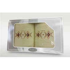 Dvieļu komplekts kastītē 2 gab 50x90 70x140 Dāvanu krēma raksts 4 Frotex