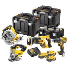 Dewalt-Maszyny akumulators Combo komplekts DCD791 + DCS331 + DCS570 + DCS367, 18V XR DeWalt [DCK421P3T-QW] 3x5.0Ah, Li-Ion, 3 korpusi TSyes