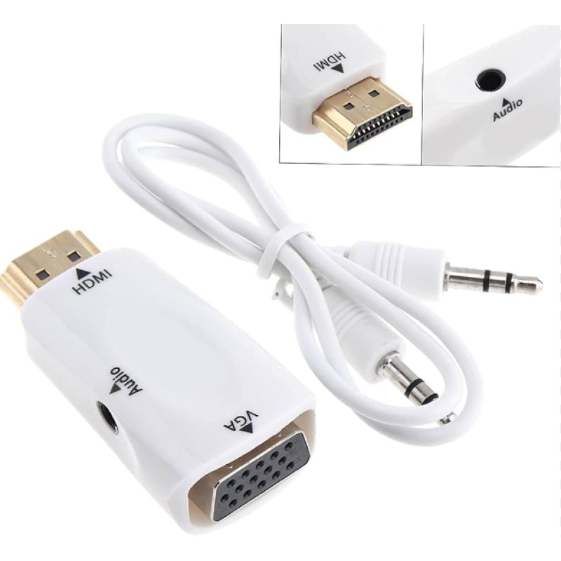 Fusion video signāla pārveidotājs HDMI uz VGA (+ audio), balts