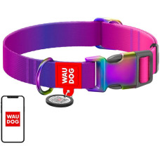 Waudog gradient nylon dog collar with QR code, purple , size L