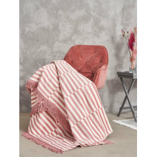 Unia - Cotton Cloud Kokvilnas akrila sega 150x200 2147/1 Pludmales svītras pulverveida gultas pārklājs pleds ar bārkstīm SG