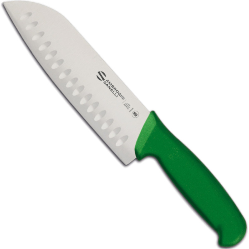 Ambrogio Sanelli Santoku nazis ar lodīšu slīpēšanu SUPRA COLORE HACCP 180/310 mm - zaļš