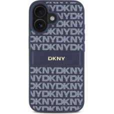 Dkny PU Leather Repeat Pattern Tonal Stripe Case for iPhone 16 Blue