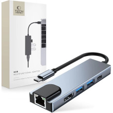 HUB Tech-Protect V3 5in1 USB-C - USB-A 3.0 | USB-A 2.0 | USB-C | HDMI | RJ45 - gray