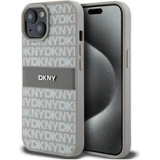 Dkny Leather Mono Stripe & Metal Logo case for iPhone 15 Plus | 14 Plus - beige