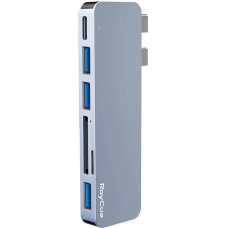 Raycue Hub 6w2 RayCue 2x USB-C do Thunderbolt 3 + 3x USB-A 3.0 5Gbps + SD|TF 2.0 (szary)