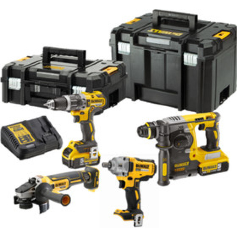 Dewalt-Maszyny Combo Li-Ion akumulatoru instrumentu komplekts 18V/3x5,0Ah [DCK428P3T-QW] DCD796 + DCF894 + DCG405 + DCH273