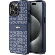 Dkny Leather Mono Stripe & Metal Logo case for iPhone 15 Pro Max - blue