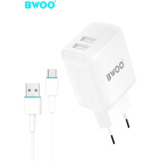 BWOO wall charger CDA60C 2x USB 2,4A white + cable USB-C